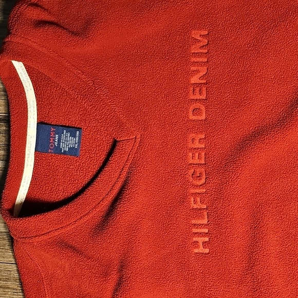Mens Tommy Hilfiger Vintage Red Fleece 'Hilfiger Denim' Sweatshirt XXL - Picture 2 of 4